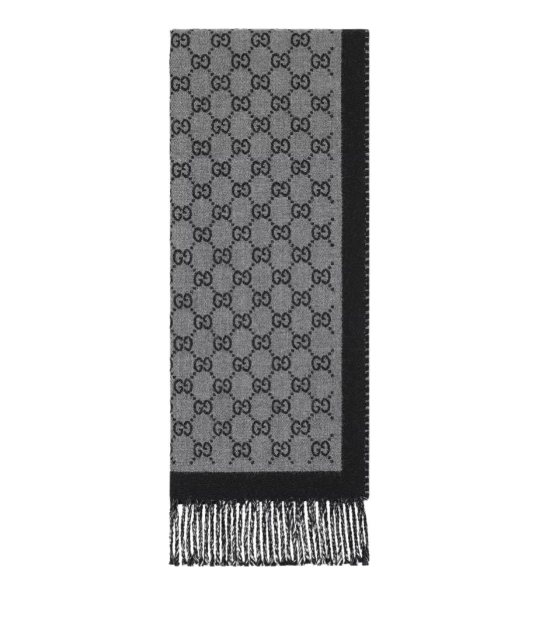 GUCCI Серый шерстяной шарф, фото 1