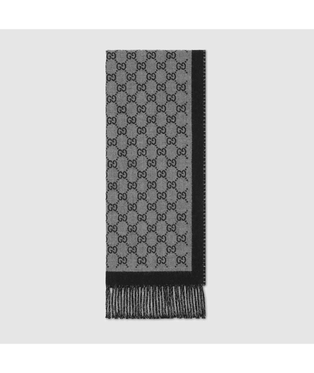 GUCCI Серый шерстяной шарф, фото 3