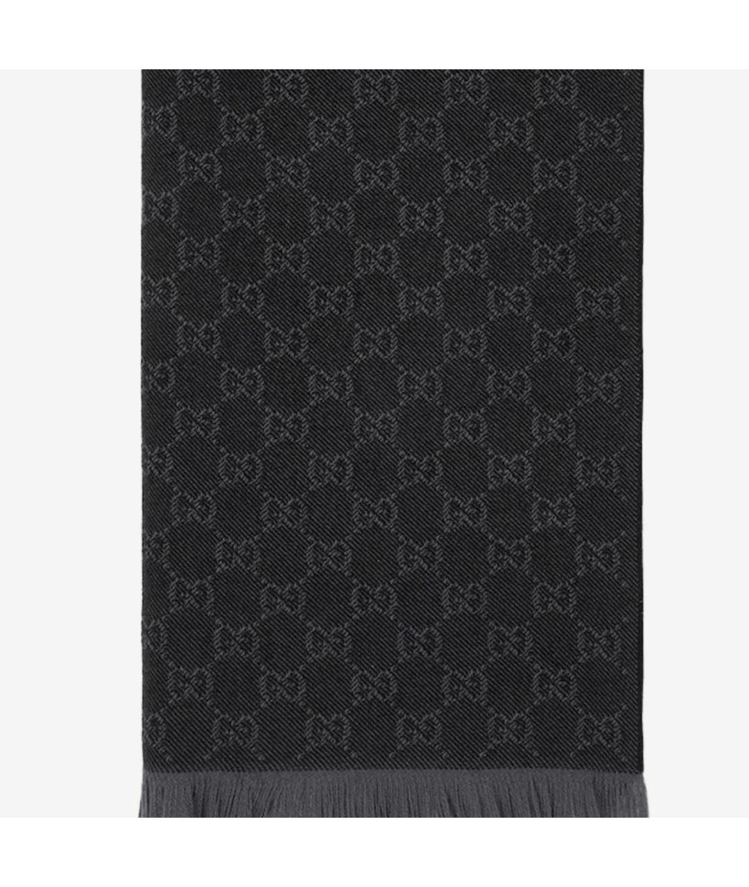 GUCCI Черный шерстяной шарф, фото 2