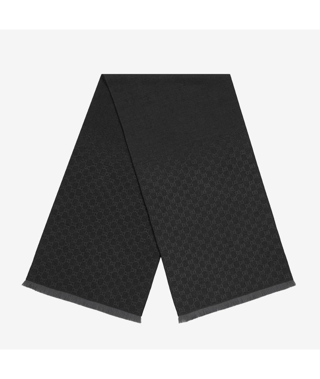 GUCCI Черный шерстяной шарф, фото 1