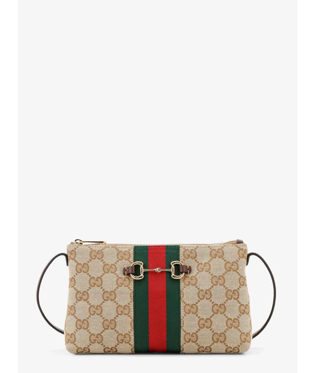 GUCCI Бежевая жаккардовая сумка через плечо, фото 1