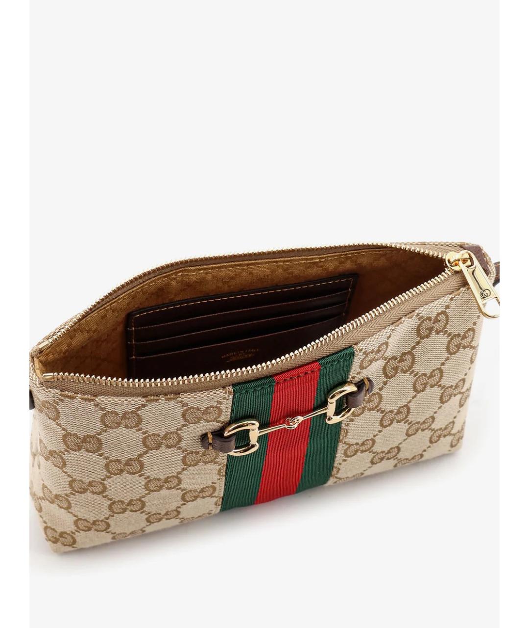 GUCCI Бежевая жаккардовая сумка через плечо, фото 2