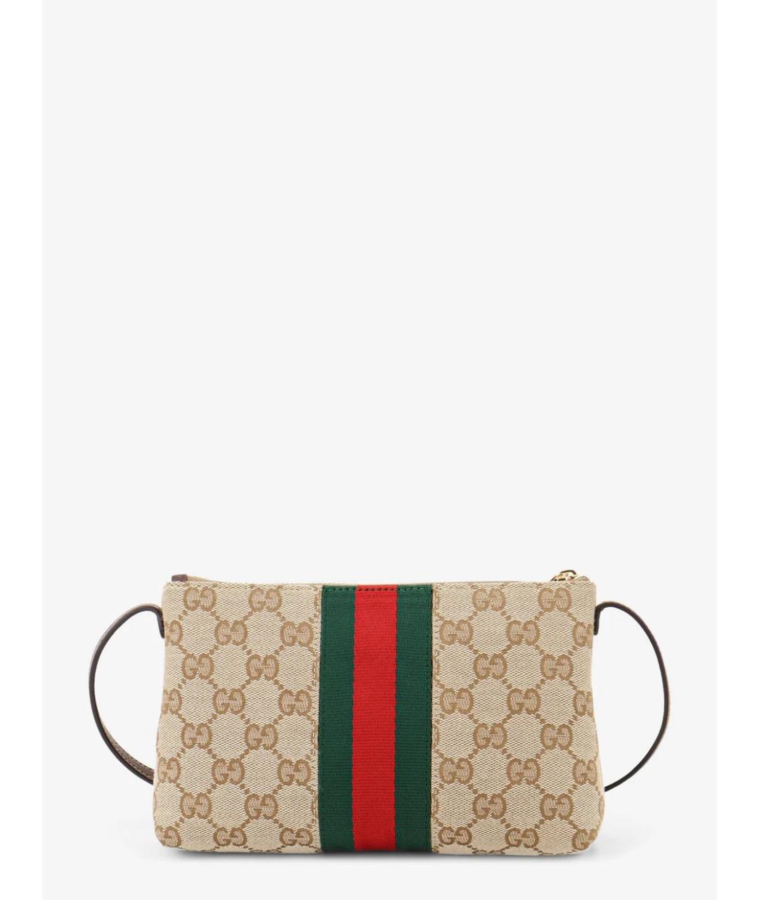 GUCCI Бежевая жаккардовая сумка через плечо, фото 3
