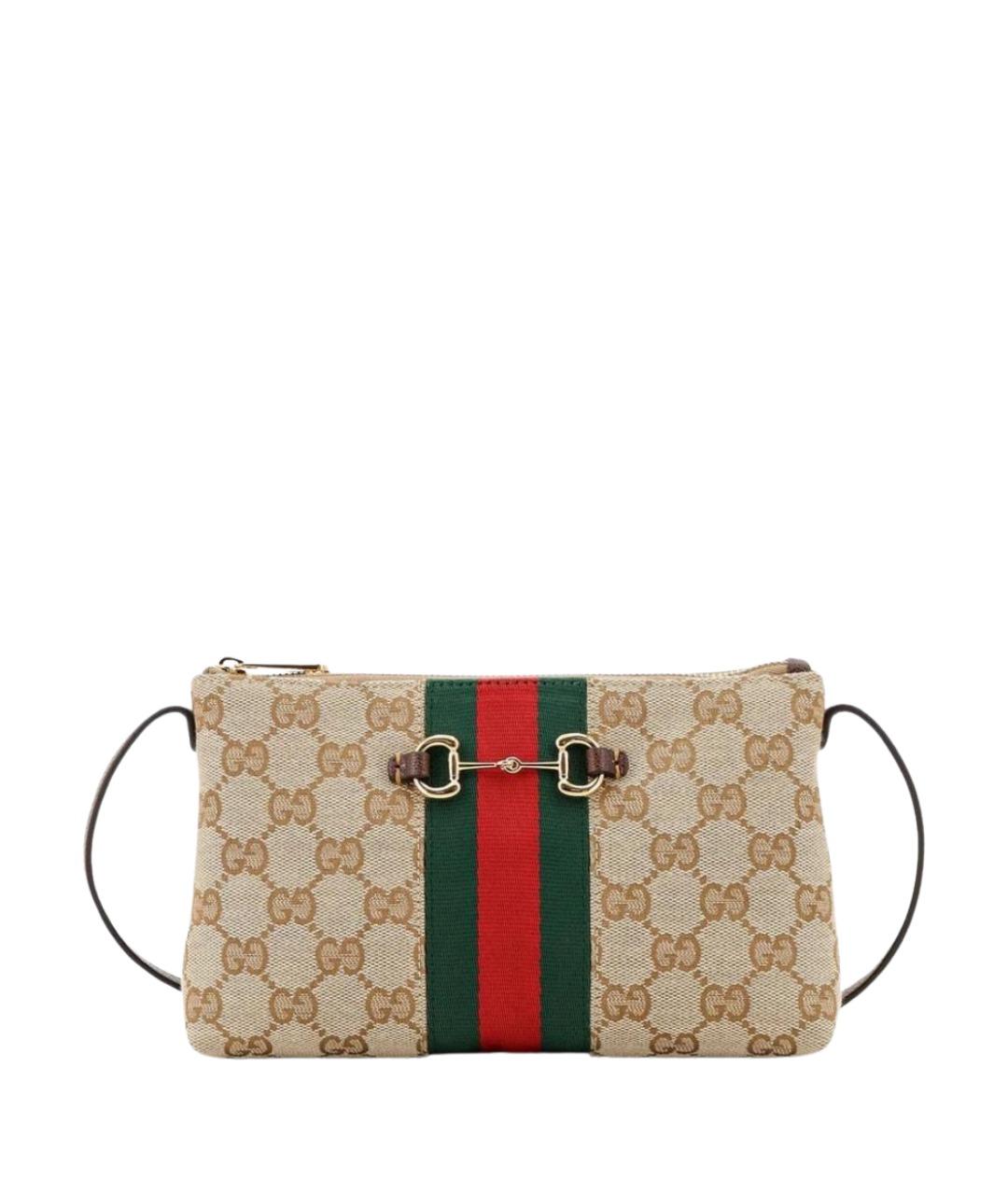 GUCCI Бежевая жаккардовая сумка через плечо, фото 5