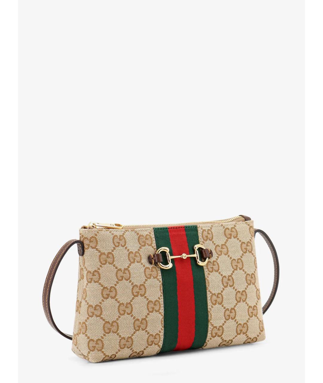 GUCCI Бежевая жаккардовая сумка через плечо, фото 4