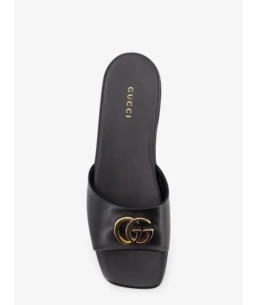 GUCCI Черные кожаные шлепанцы, фото 4