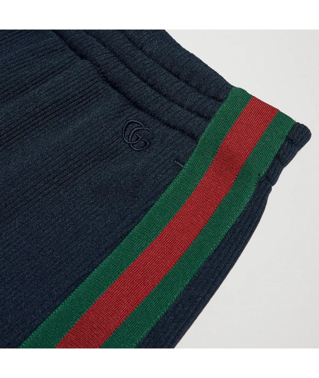 GUCCI Синие полиэстеровые прямые брюки, фото 2
