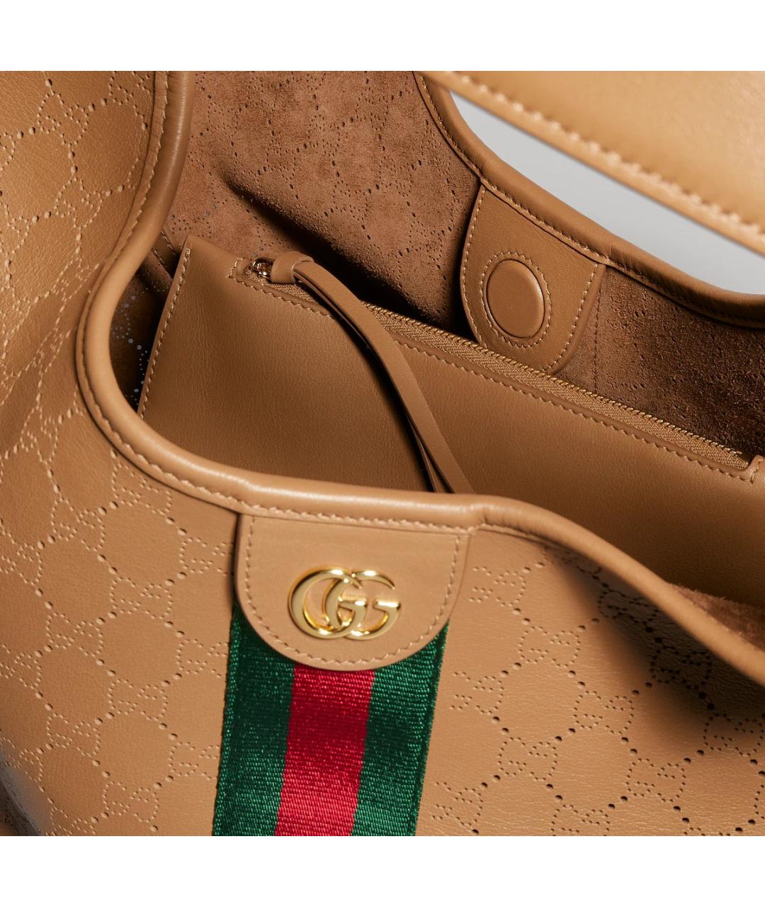 GUCCI Коричневая кожаная сумка с короткими ручками, фото 3