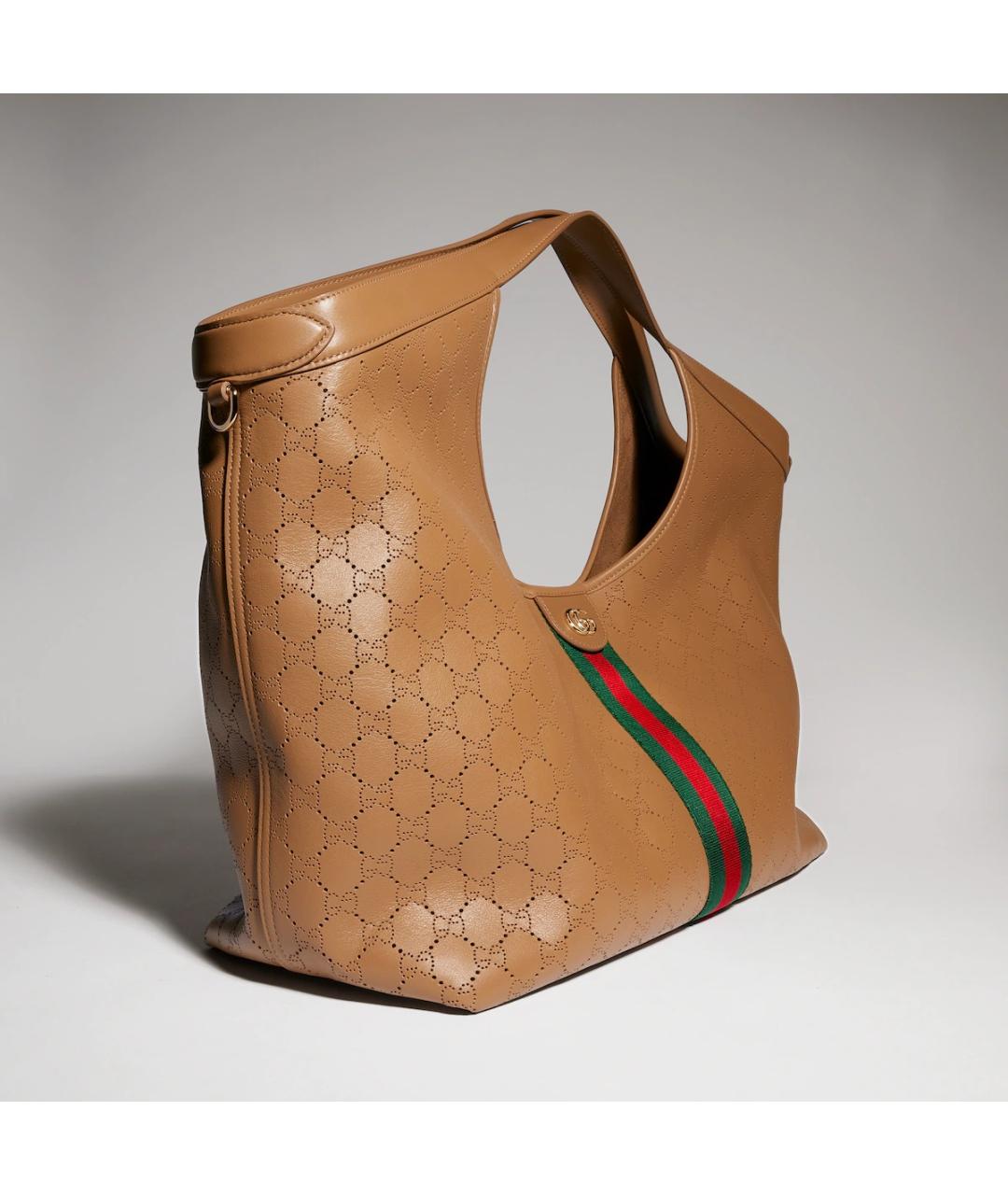 GUCCI Коричневая кожаная сумка с короткими ручками, фото 2