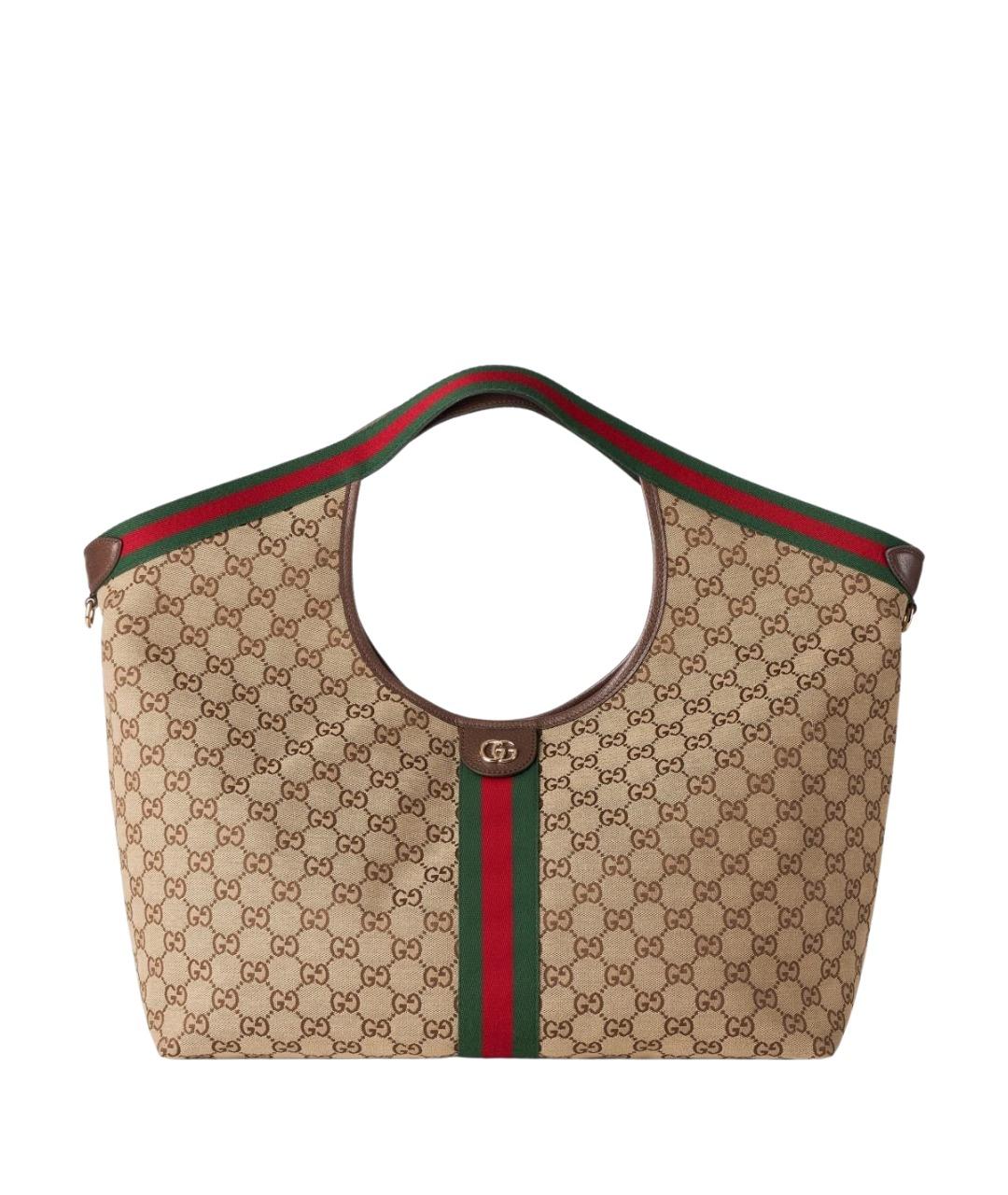 GUCCI Бежевая тканевая сумка тоут, фото 1