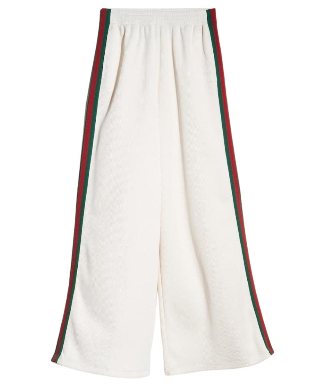 GUCCI Белые полиэстеровые прямые брюки, фото 1