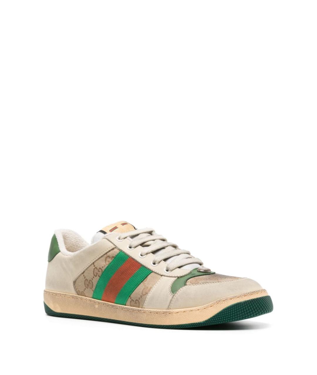 GUCCI Бежевые синтетические низкие кроссовки / кеды, фото 3
