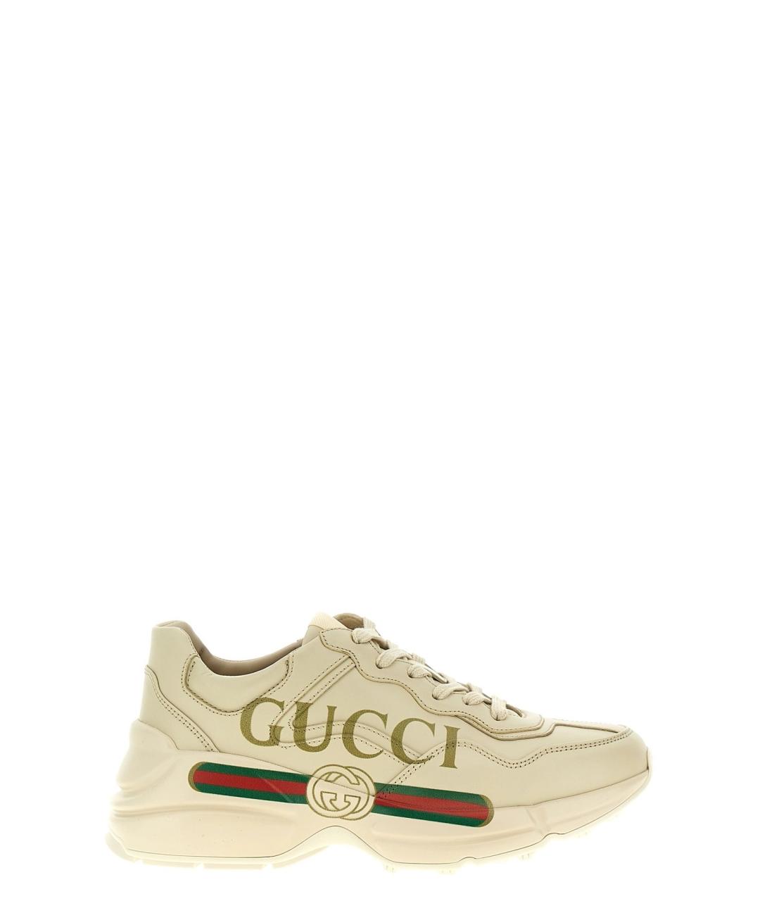 GUCCI Белые кожаные кроссовки, фото 1