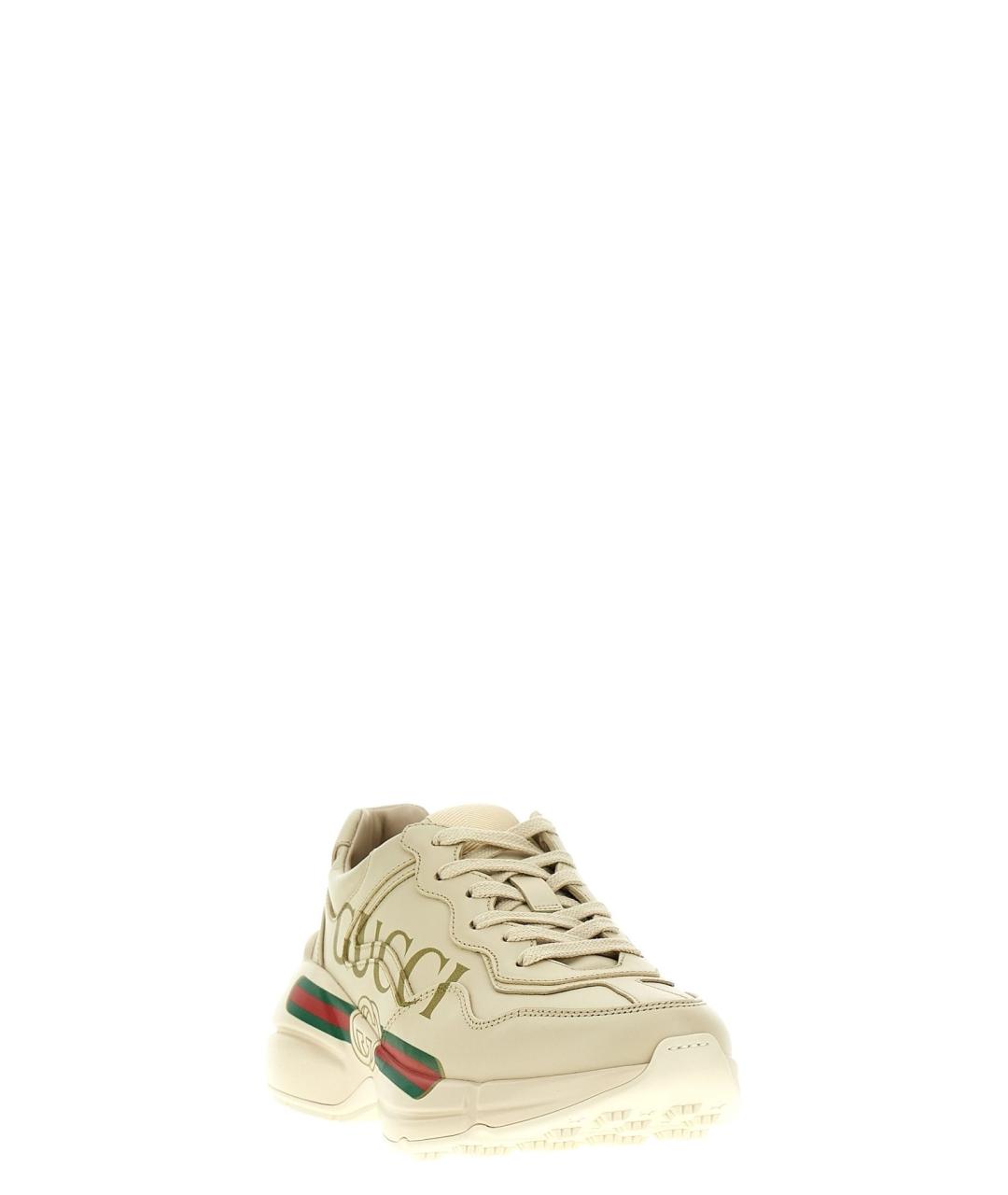 GUCCI Белые кожаные кроссовки, фото 2