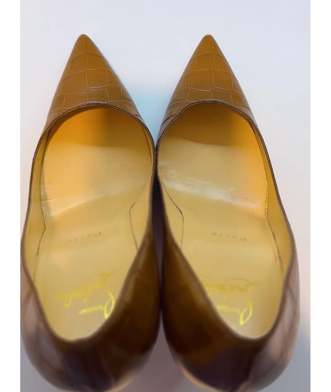 CHRISTIAN LOUBOUTIN Коричневые кожаные туфли, фото 3