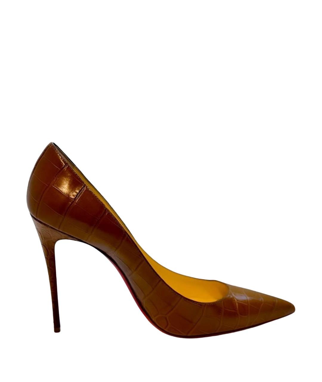 CHRISTIAN LOUBOUTIN Коричневые кожаные туфли, фото 1