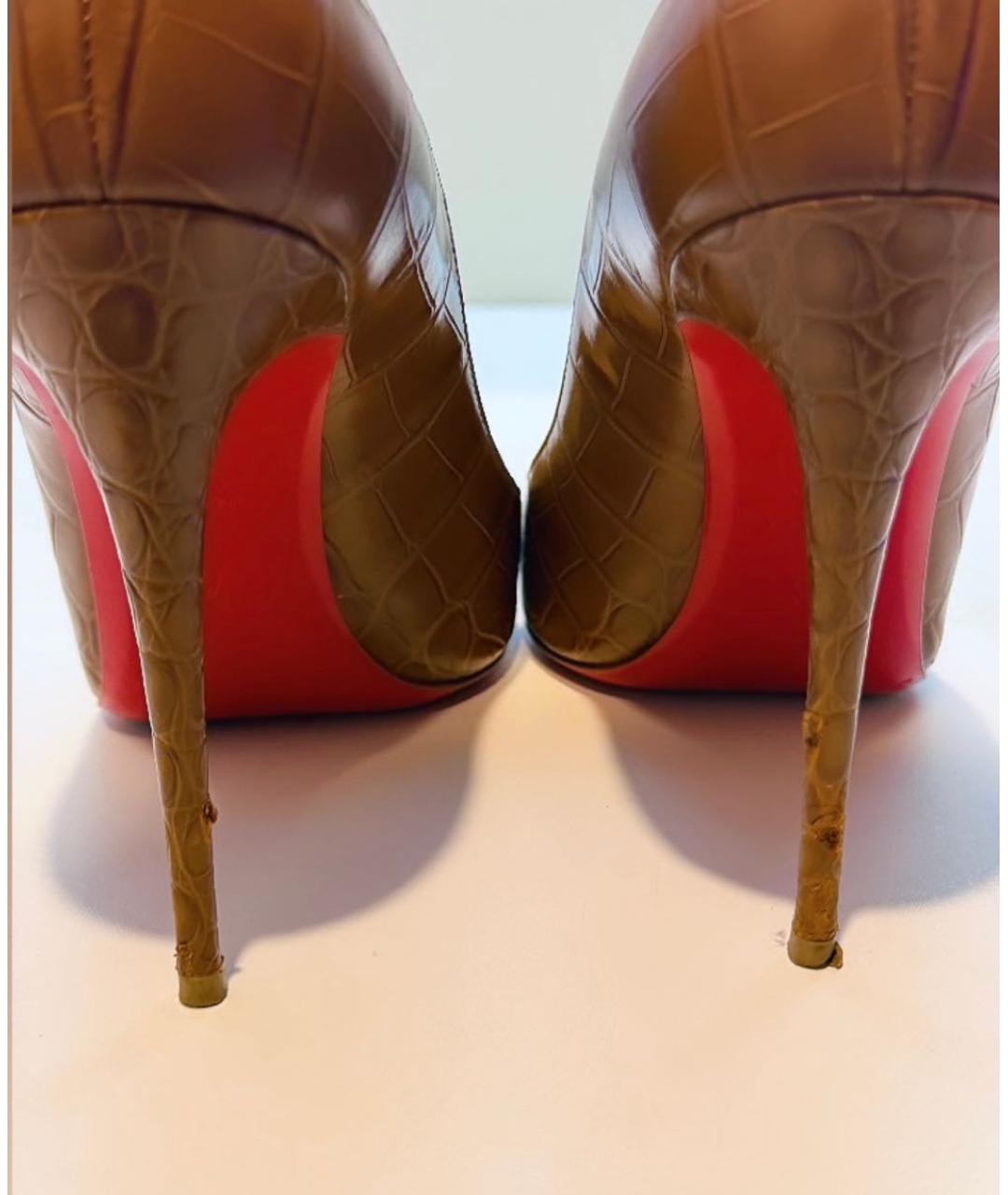 CHRISTIAN LOUBOUTIN Коричневые кожаные туфли, фото 4