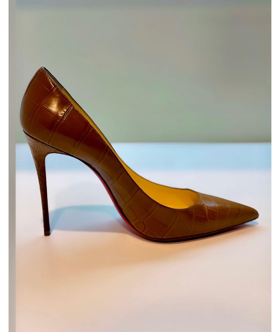CHRISTIAN LOUBOUTIN Коричневые кожаные туфли, фото 6