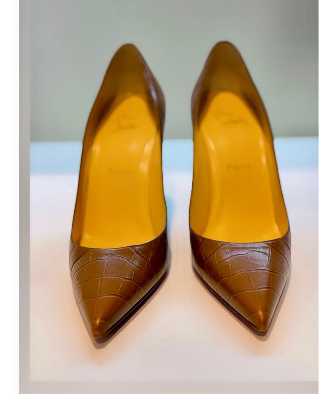 CHRISTIAN LOUBOUTIN Коричневые кожаные туфли, фото 2
