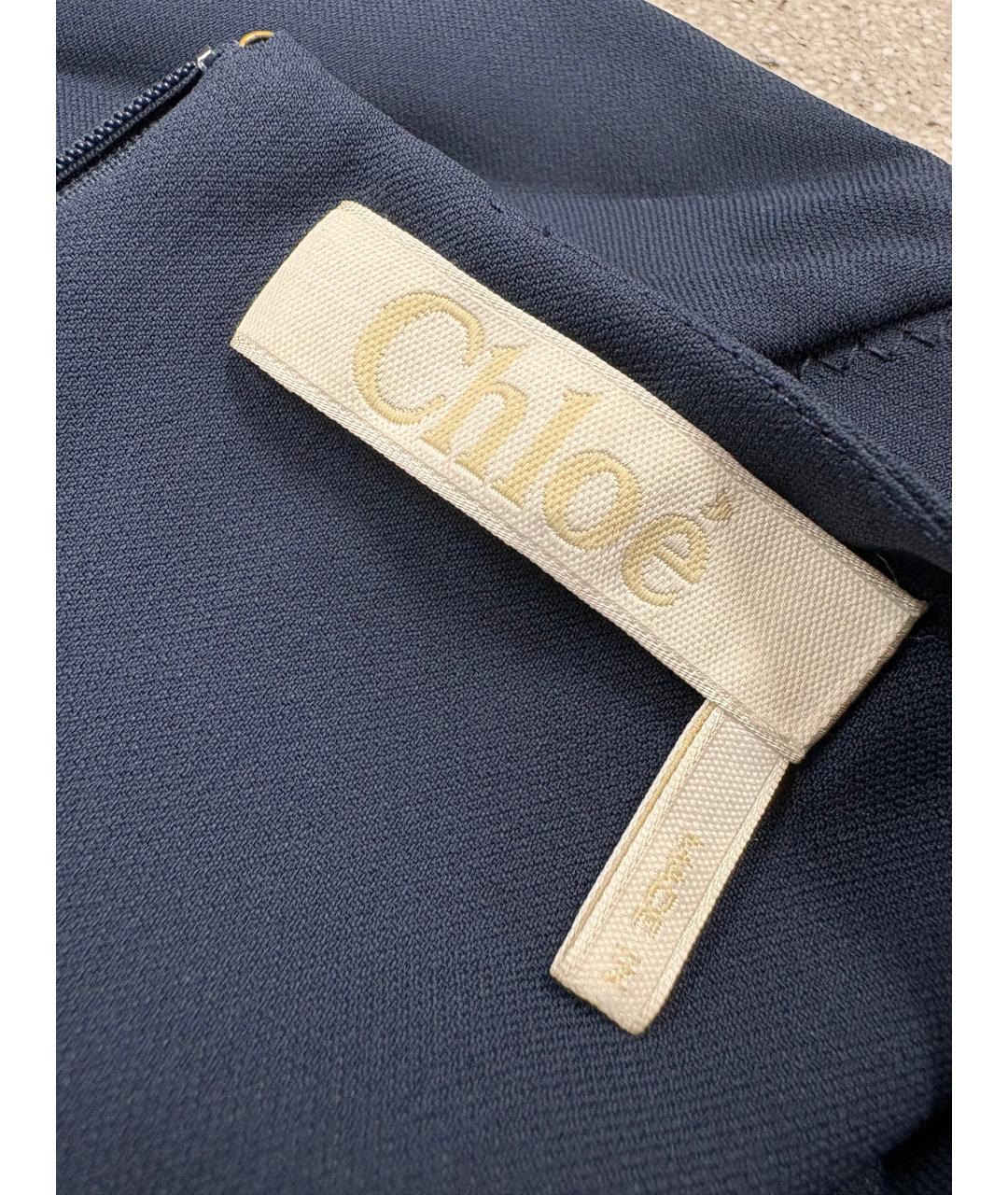 CHLOE Темно-синее ацетатное повседневное платье, фото 4