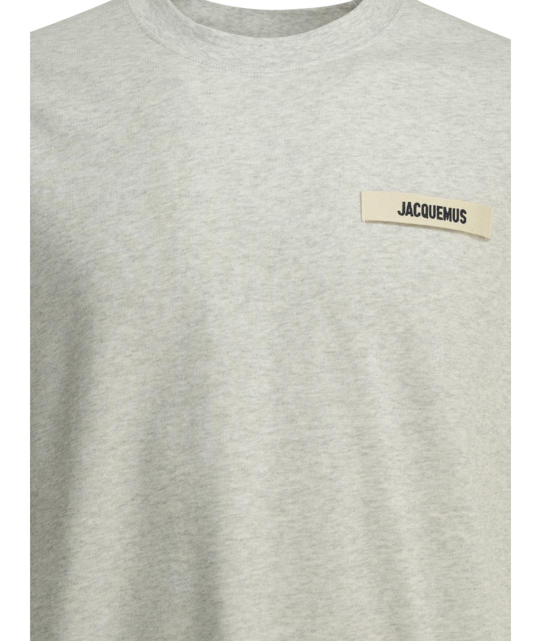 JACQUEMUS Серая хлопковая футболка, фото 3