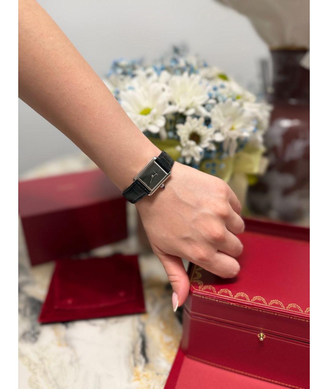 CARTIER Черные кожаные часы, фото 4