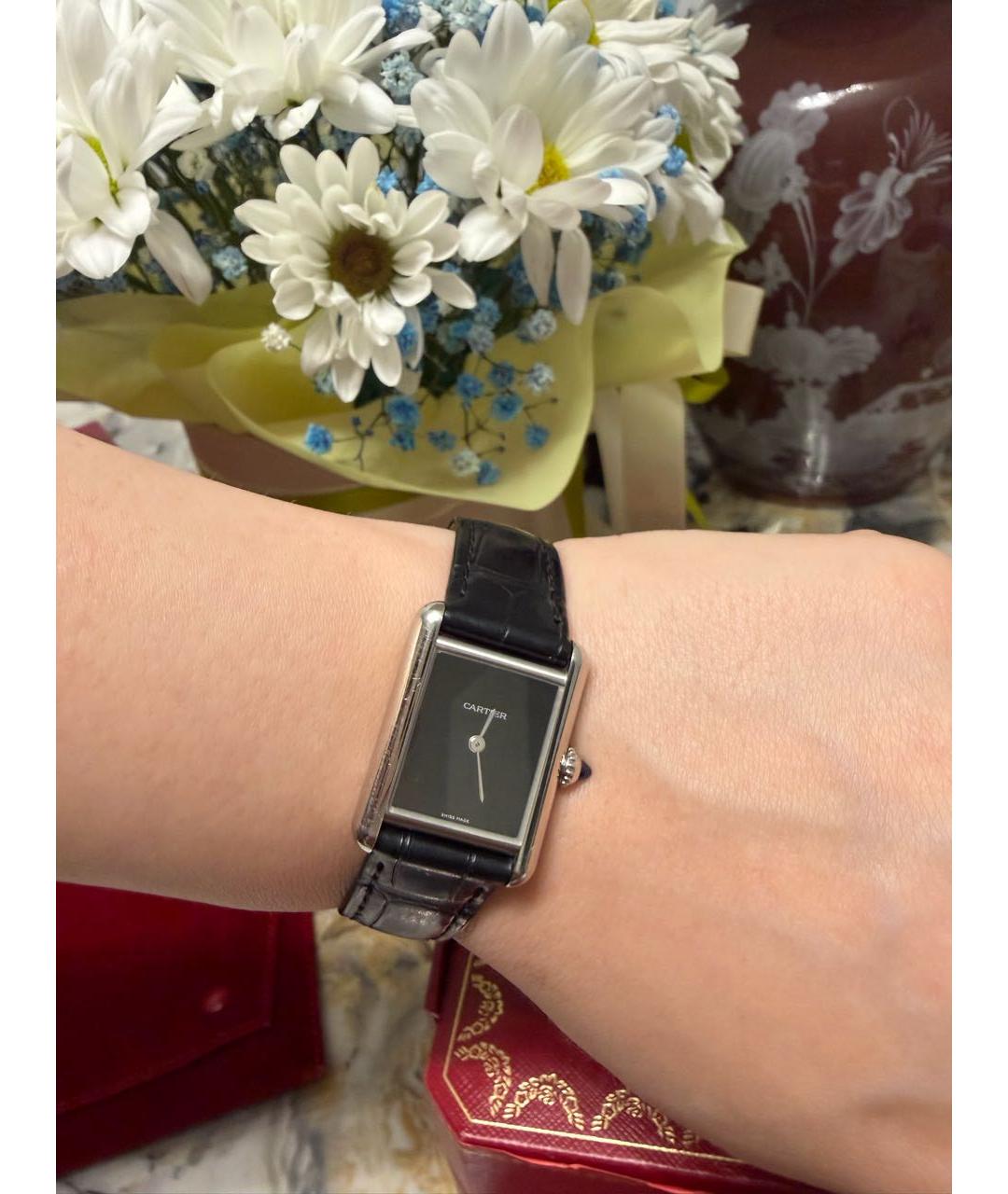 CARTIER Черные кожаные часы, фото 5
