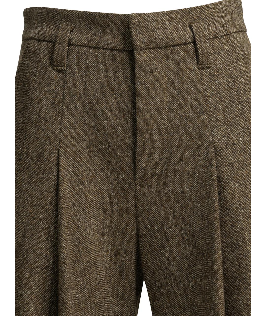 BRUNELLO CUCINELLI Коричневые шерстяные прямые брюки, фото 3