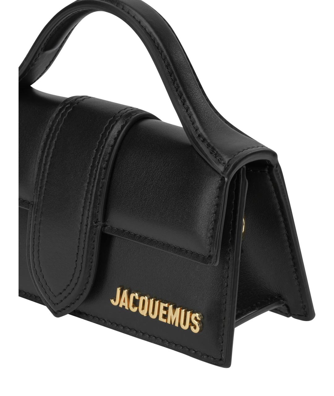 JACQUEMUS Черная кожаная сумка с короткими ручками, фото 4