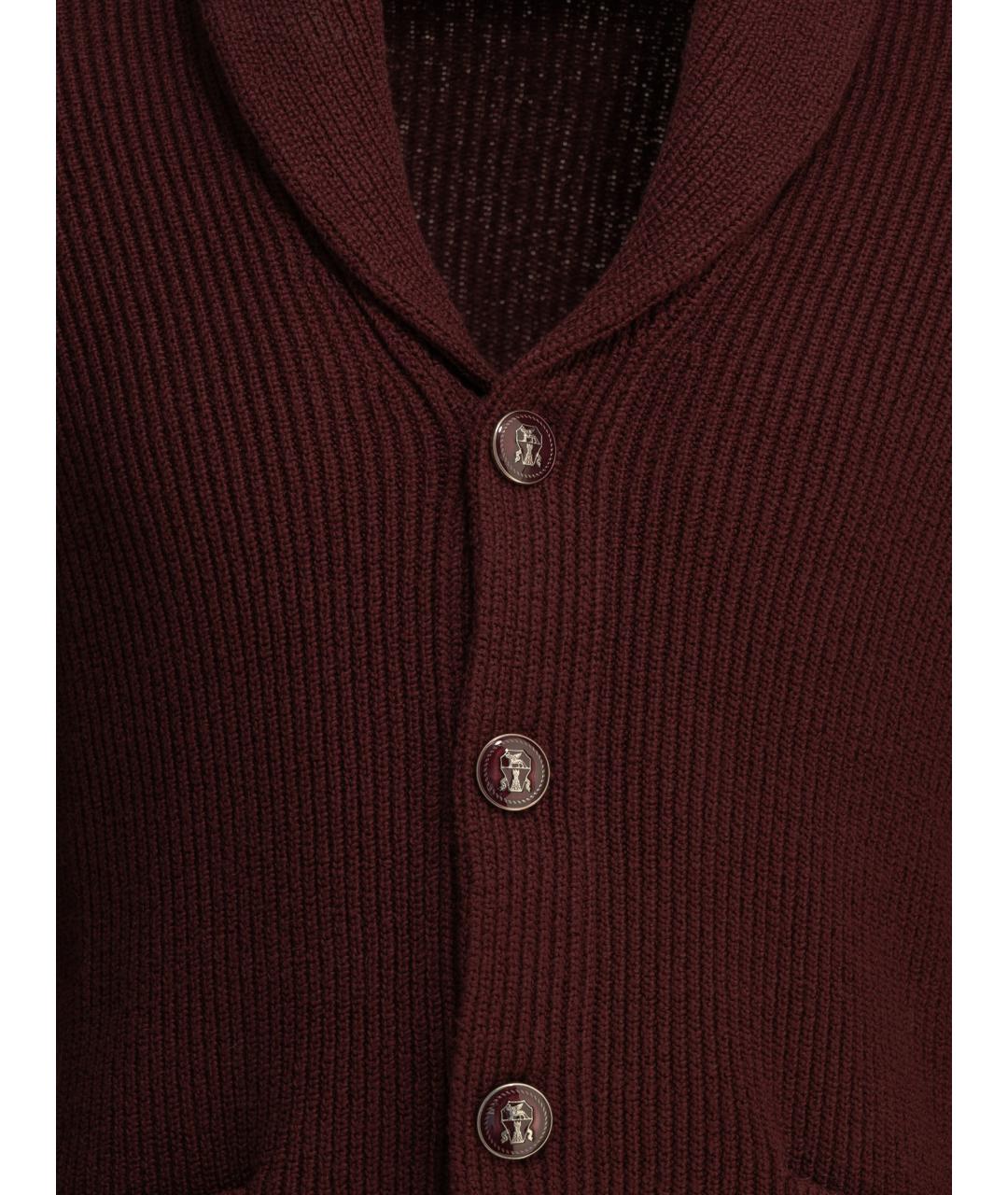 BRUNELLO CUCINELLI Бордовый хлопковый кардиган, фото 3