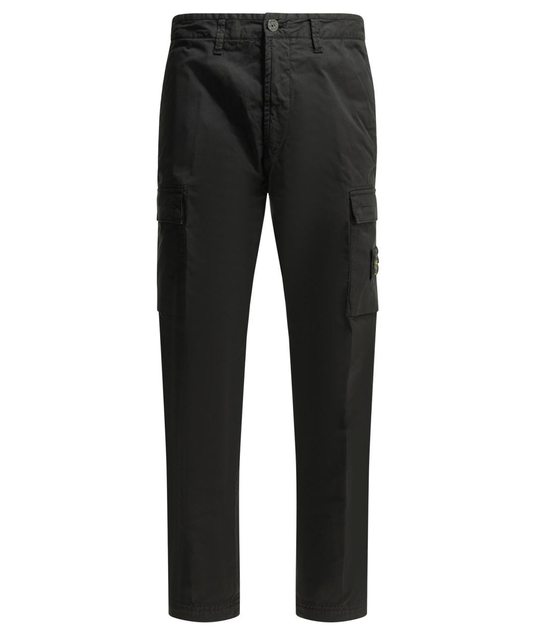 STONE ISLAND Черные хлопковые повседневные брюки, фото 1