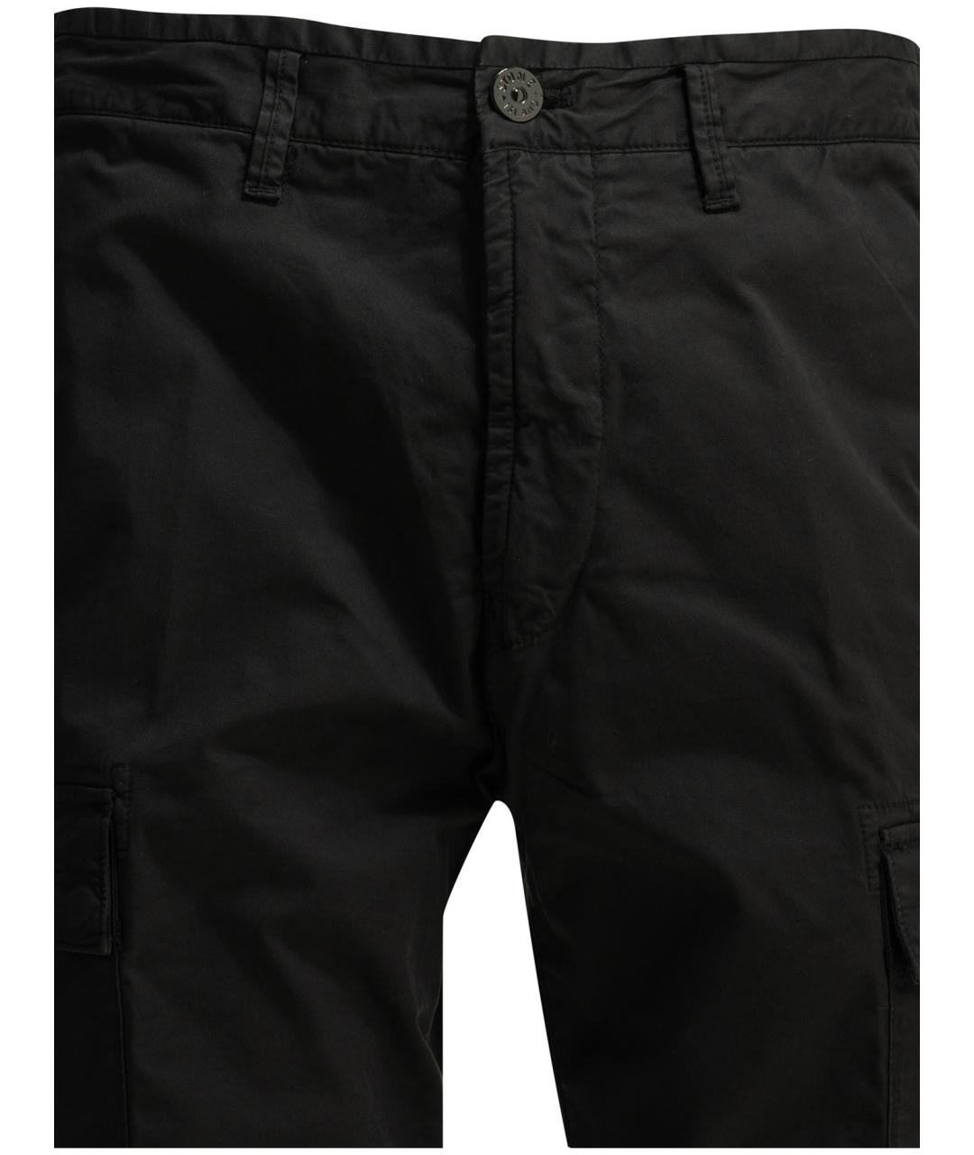 STONE ISLAND Черные хлопковые повседневные брюки, фото 3