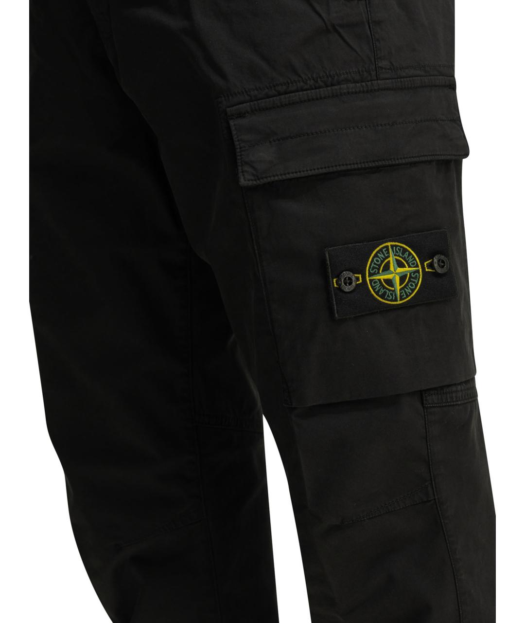 STONE ISLAND Черные хлопковые повседневные брюки, фото 4