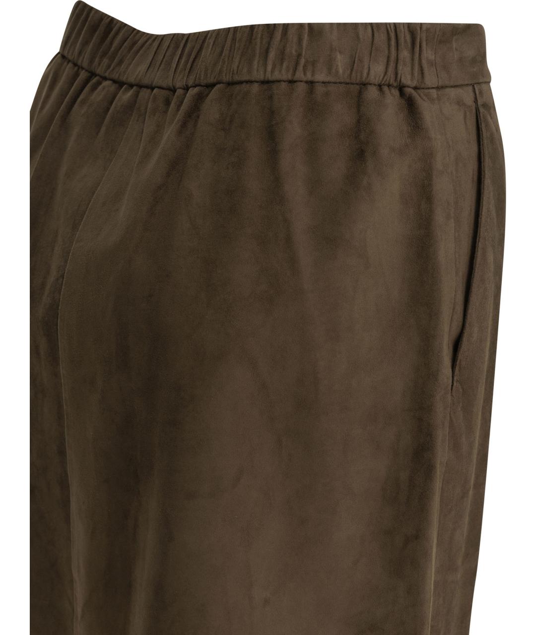 'S MAX MARA Коричневая кожаная юбка миди, фото 4