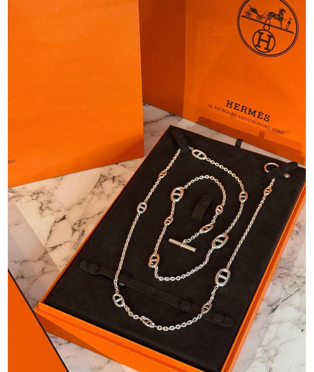 HERMES Серебряное серебряное колье, фото 2