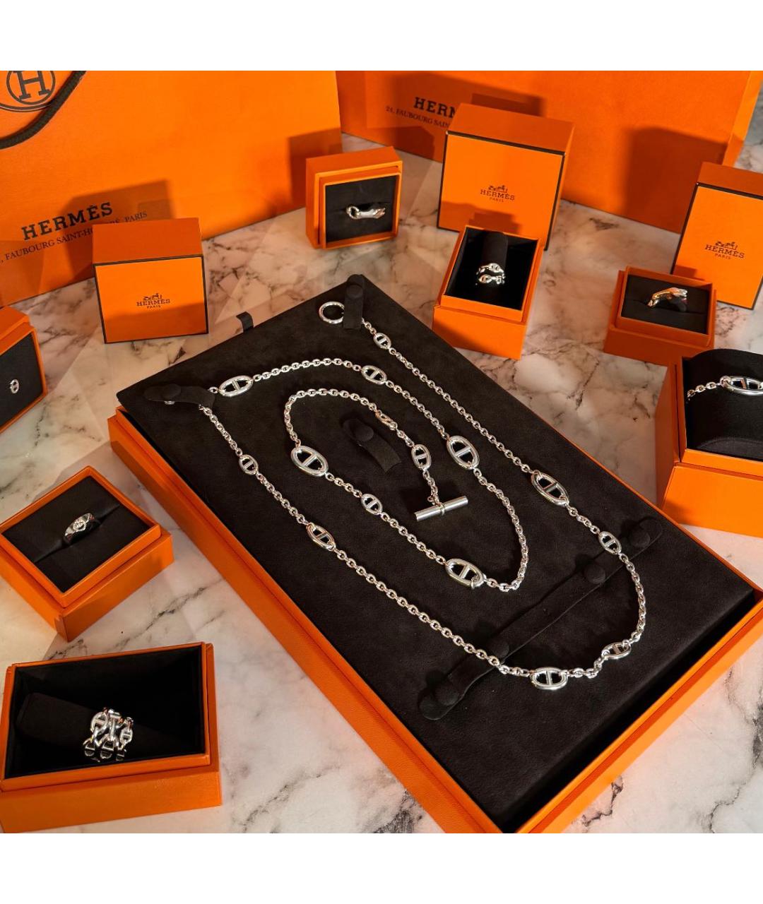 HERMES Серебряное серебряное колье, фото 3