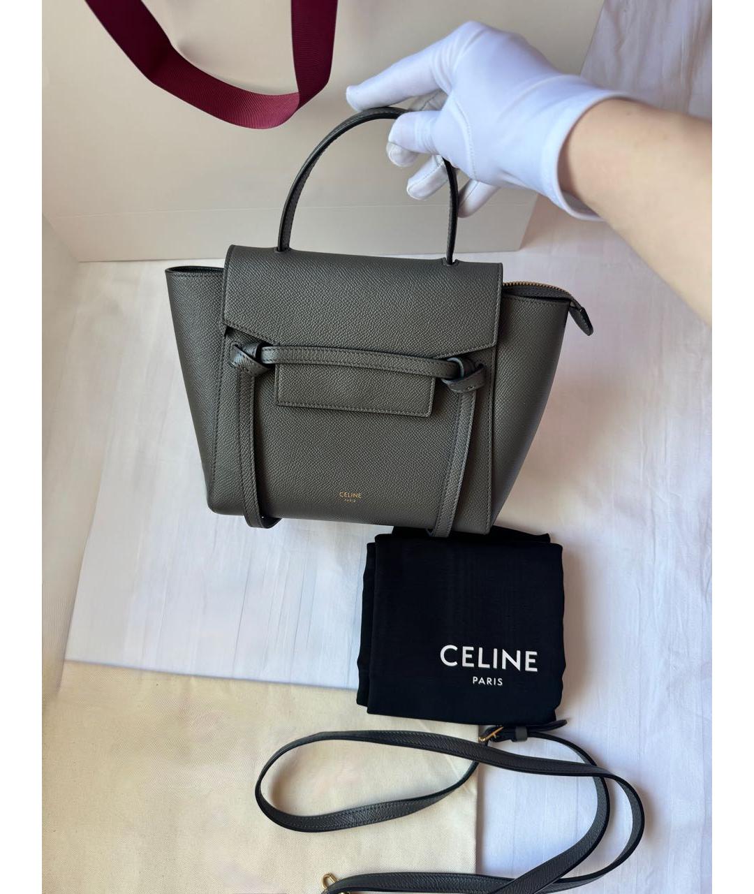 CELINE Серая кожаная сумка тоут, фото 2