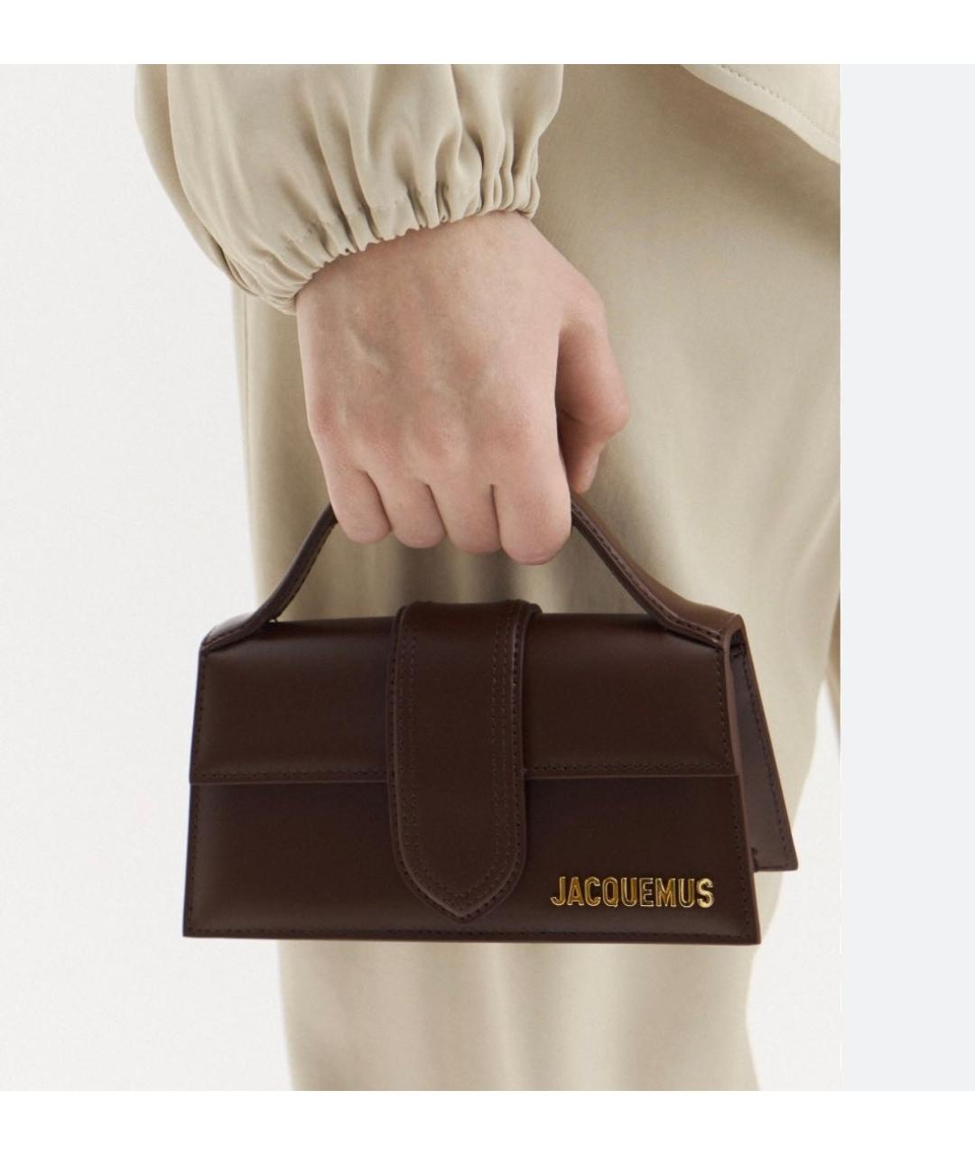 JACQUEMUS Коричневая кожаная сумка с короткими ручками, фото 2