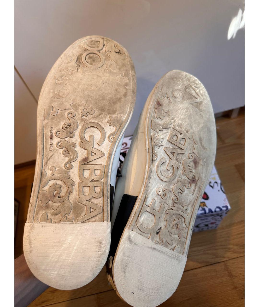 DOLCE&GABBANA Белые кожаные низкие кроссовки / кеды, фото 6