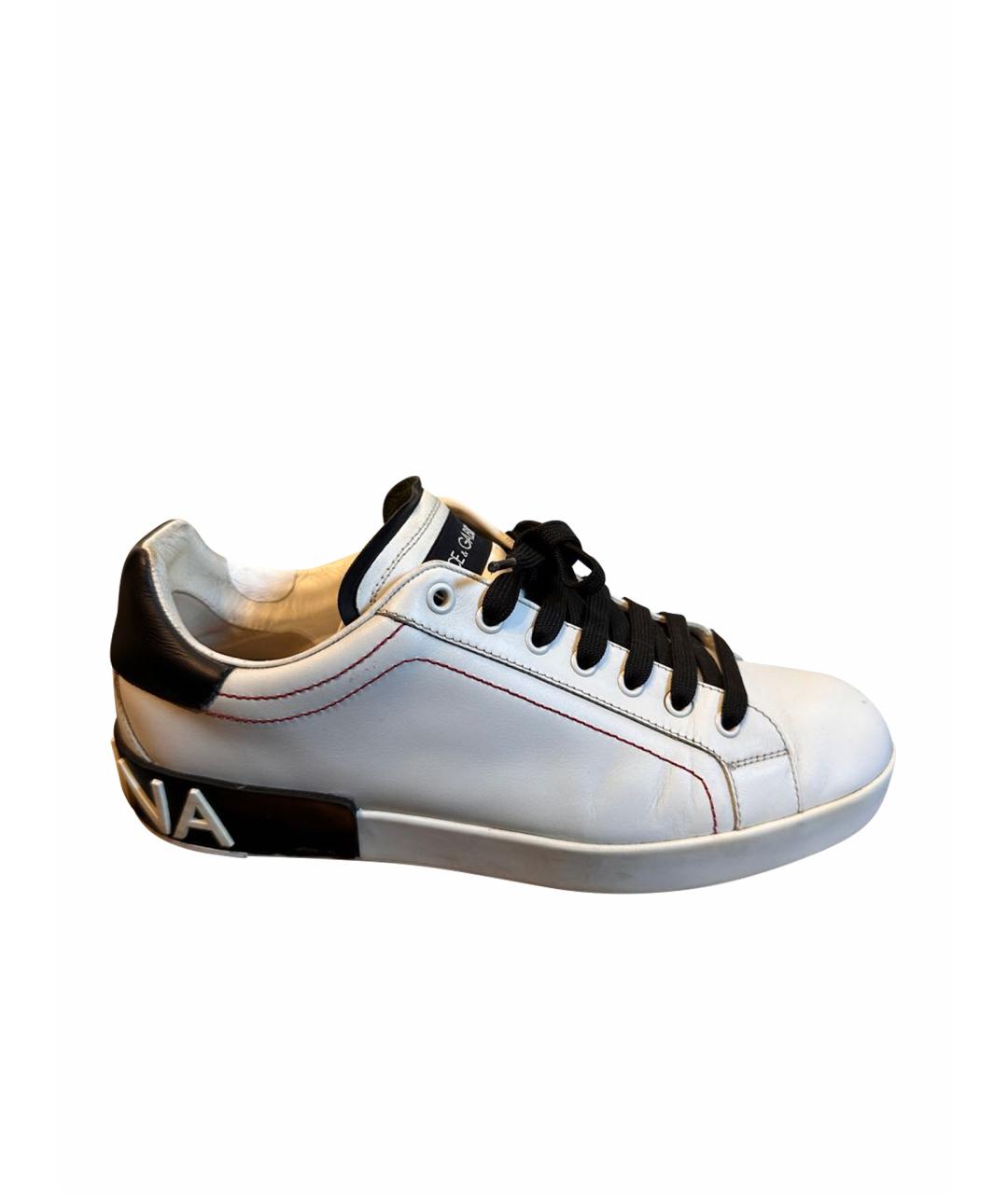 DOLCE&GABBANA Белые кожаные низкие кроссовки / кеды, фото 1