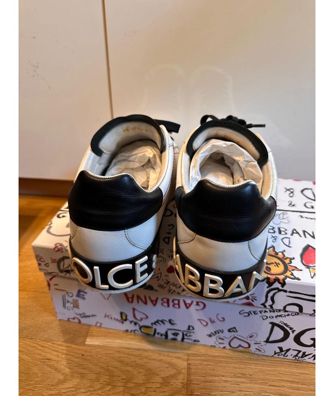 DOLCE&GABBANA Белые кожаные низкие кроссовки / кеды, фото 4