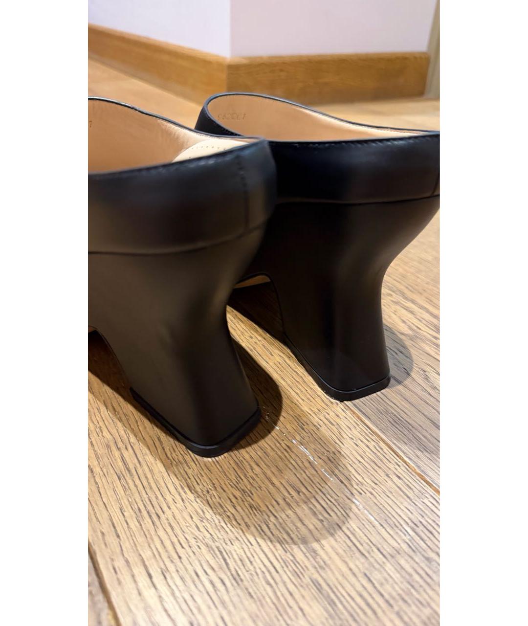 LOEWE Черные кожаные сабо, фото 5