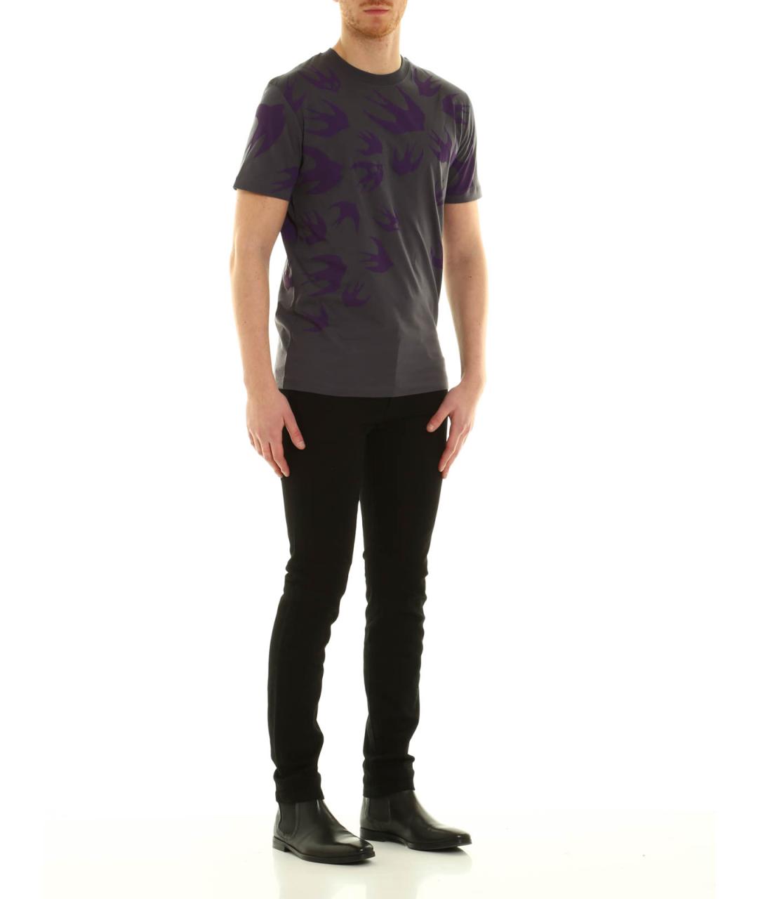 MCQ ALEXANDER MCQUEEN Серая хлопковая футболка, фото 4