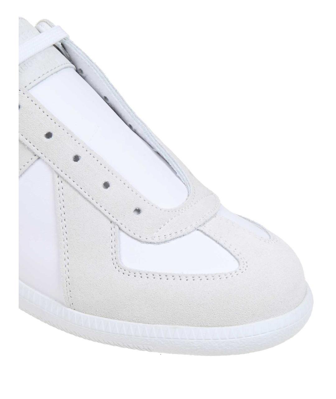 MAISON MARGIELA Белые кожаные низкие кроссовки / кеды, фото 4