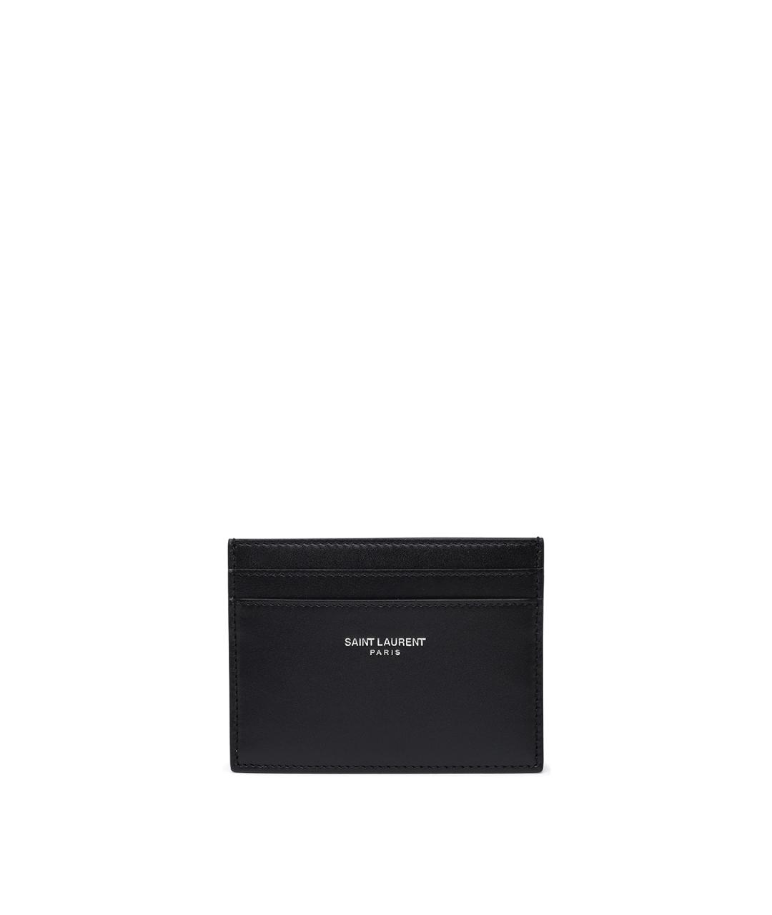 SAINT LAURENT Черный кожаный кардхолдер, фото 1