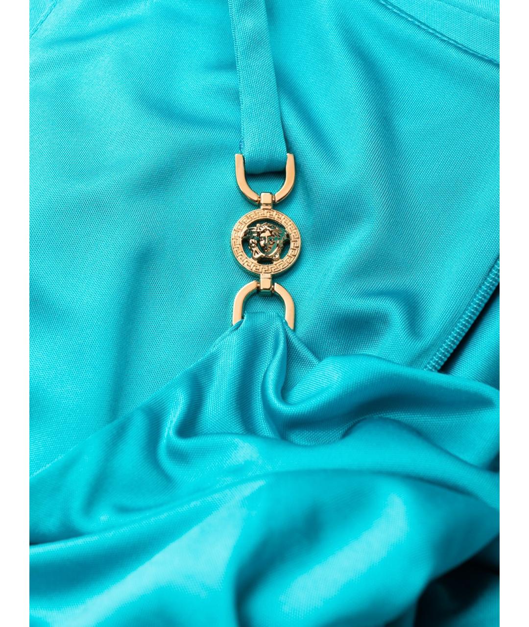 VERSACE Бирюзовое вискозное коктейльное платье, фото 6