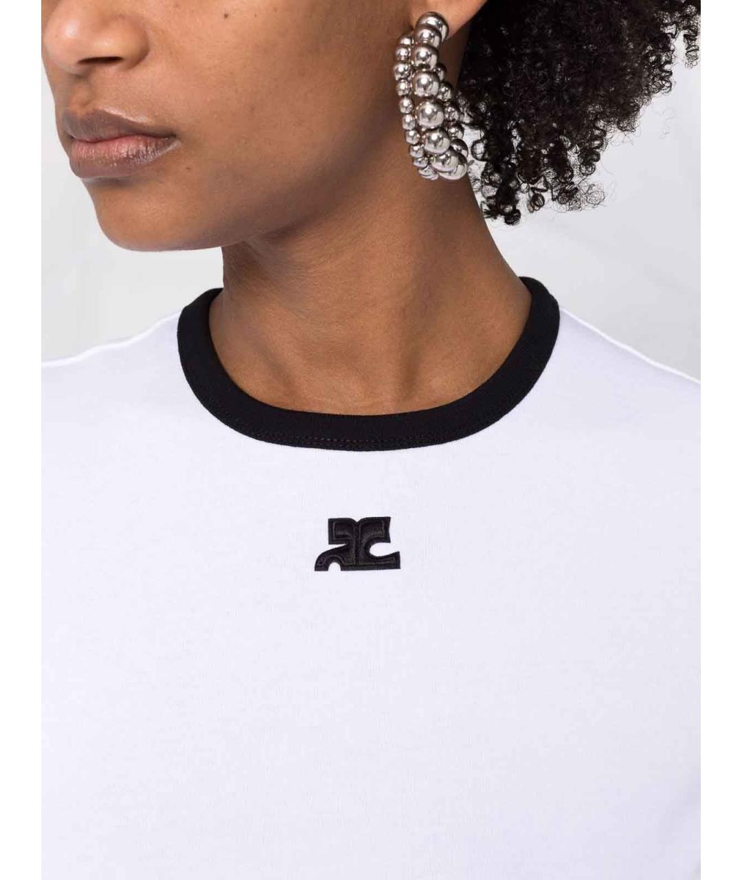 COURREGES Белая хлопковая футболка, фото 3