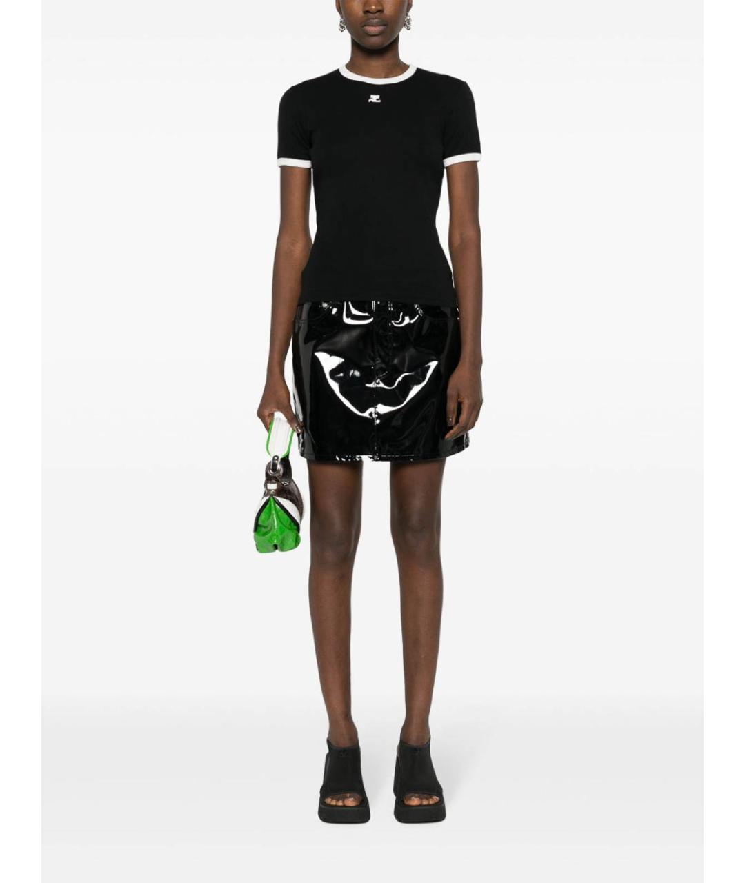 COURREGES Черная хлопковая футболка, фото 2