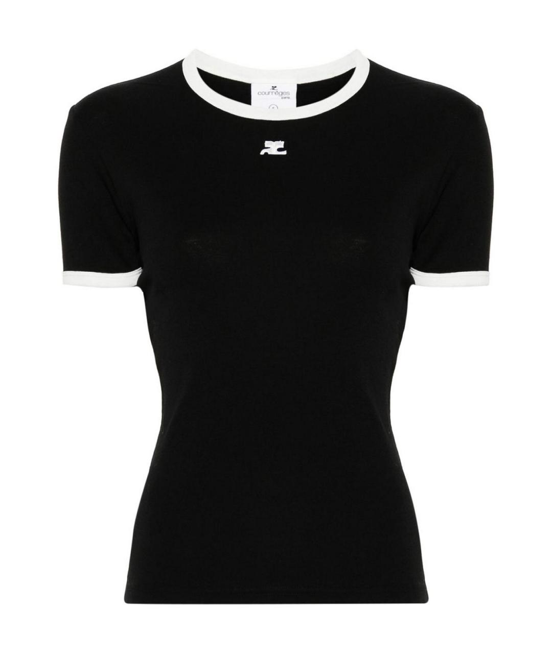 COURREGES Черная хлопковая футболка, фото 1