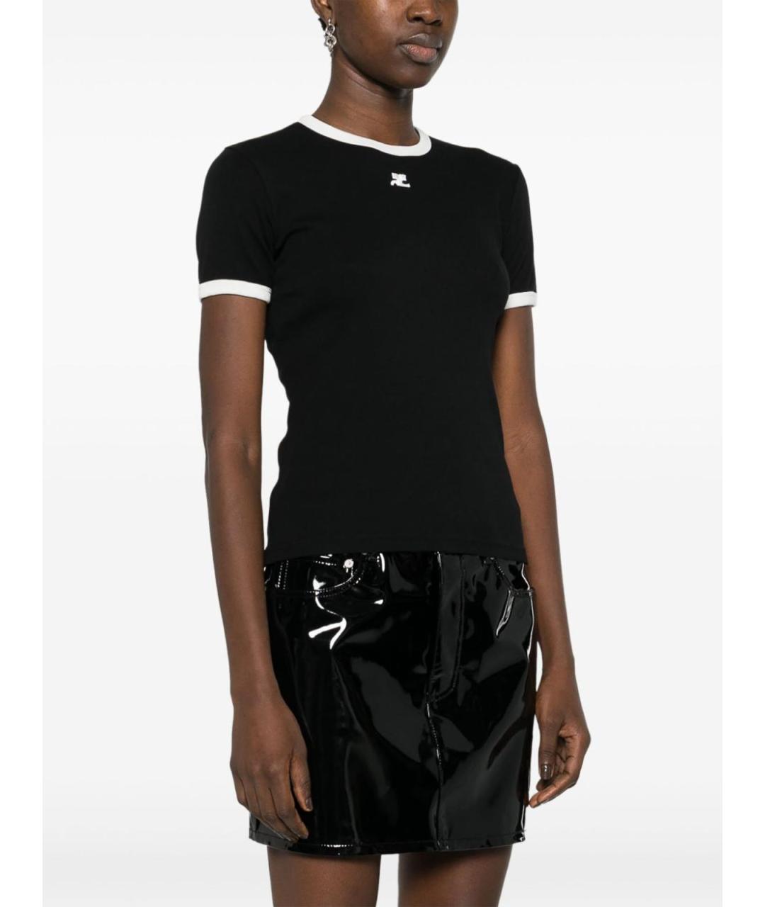 COURREGES Черная хлопковая футболка, фото 3